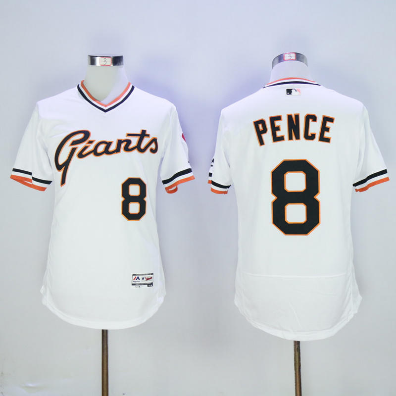 Men San Francisco Giants #8 Pence White Throwback Elite MLB Jerseys->san francisco giants->MLB Jersey